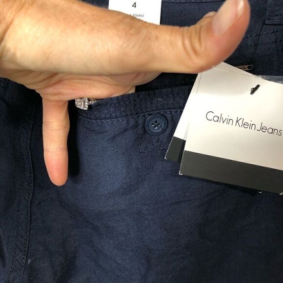 Calvin Klein Navy Blue Linen Blend Shorts NWT! - Picture 5 of 8